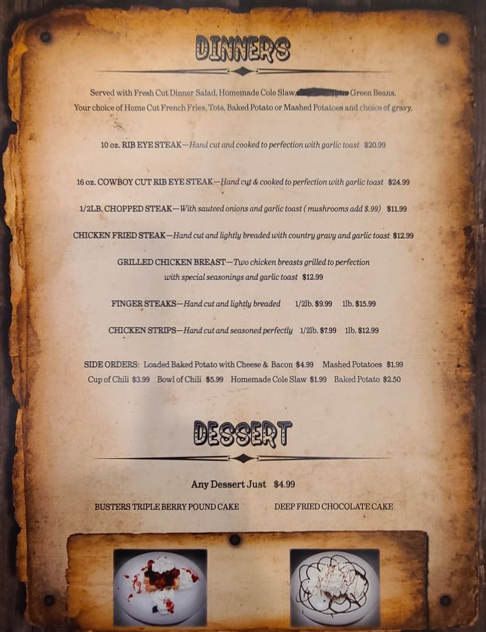 a part of the busters menu